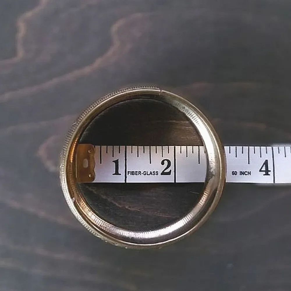 Vtg brass plated patterned rounded bangle - Picture 3 of 6